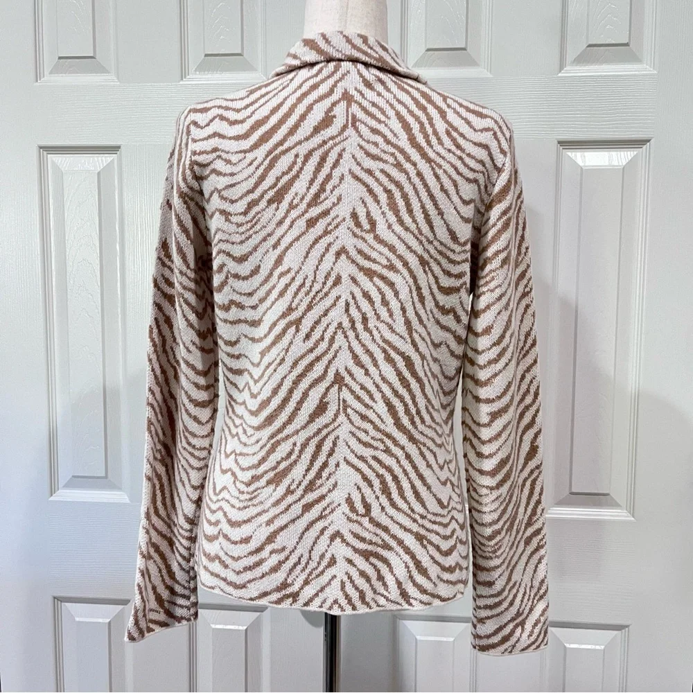 Maeve Anthropologie Zebra Print Wool Blend Sasha Cardigan Sweater Jacket Size S - Picture 3 of 11